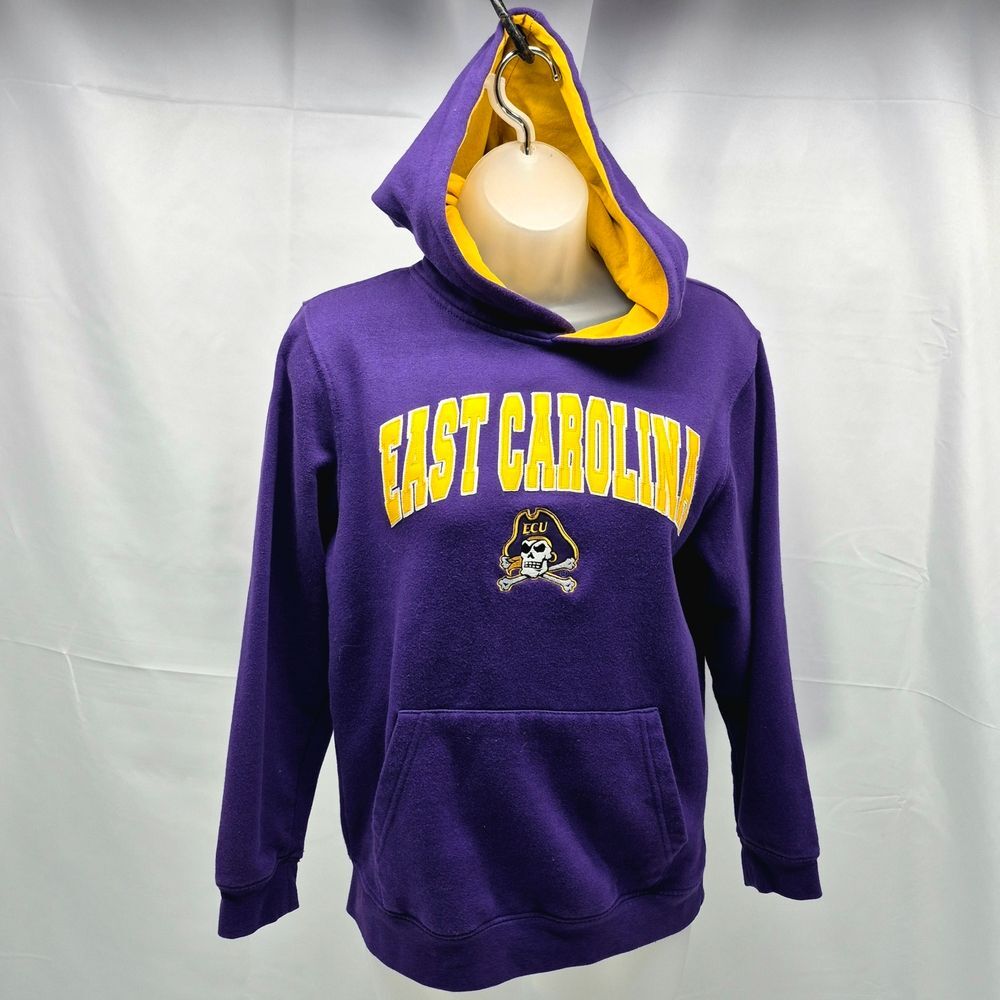 Starter Athletics ECU Pirates Arch Logo Pullover Hoodie Youth M 12-14 Purple